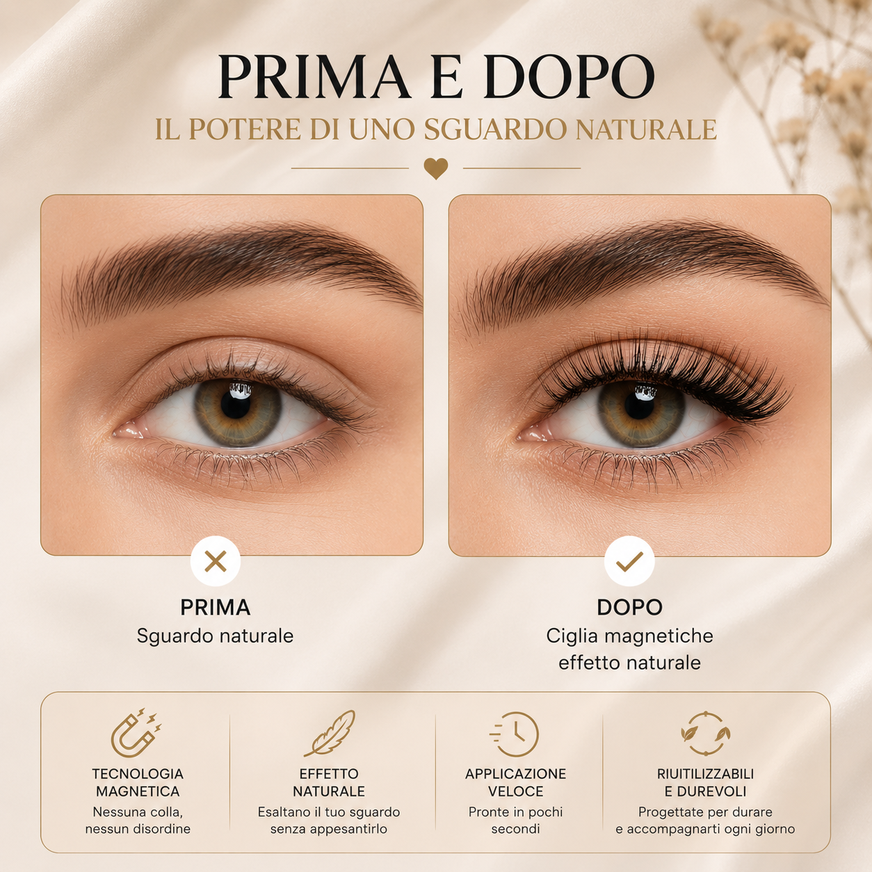 Ciglia Magnetiche Effetto Naturale